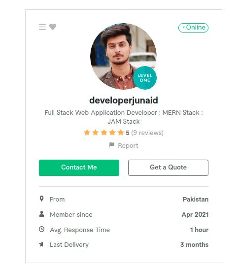 Fiverr Level One seller profile