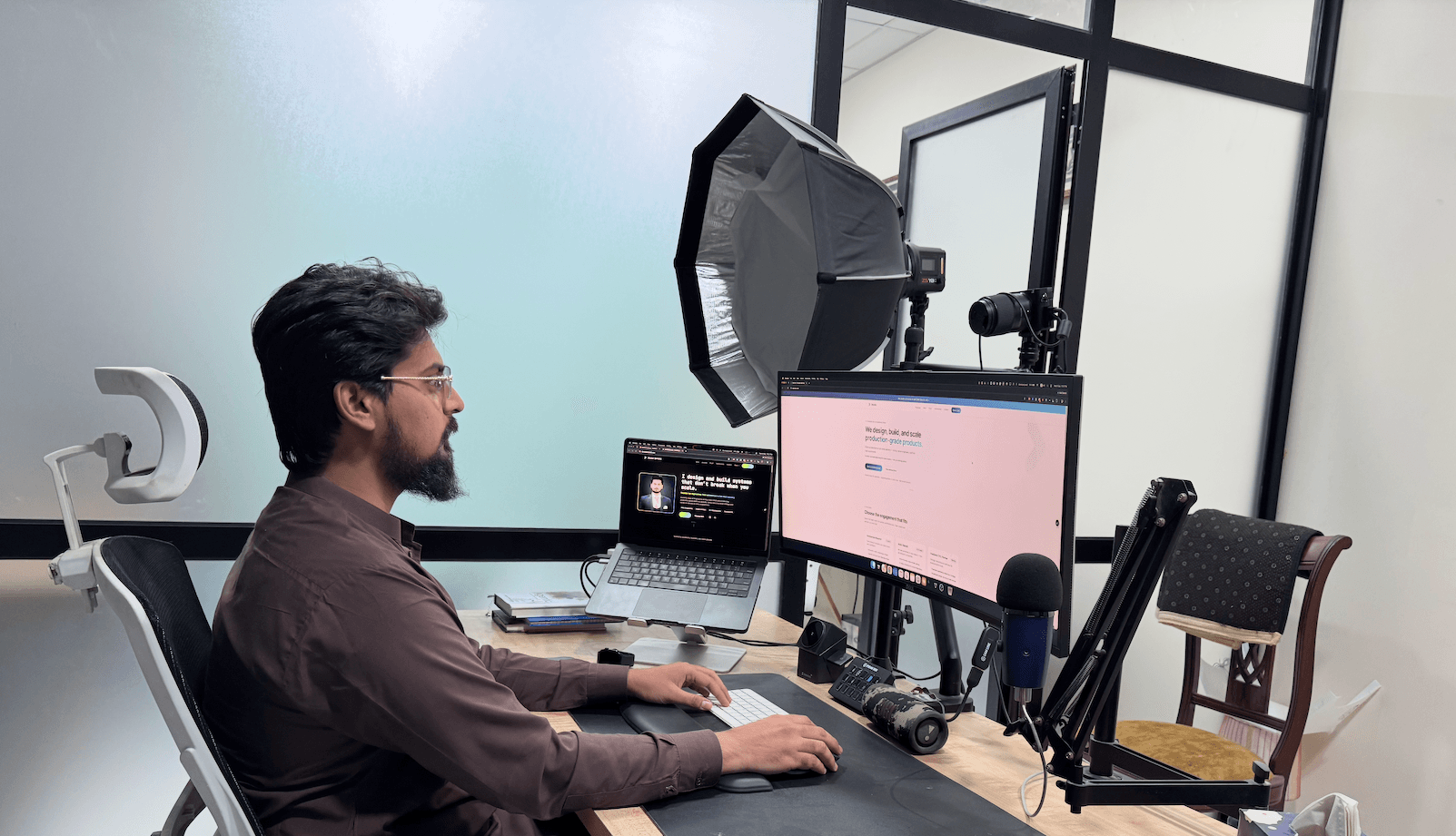 Junaid at his desk